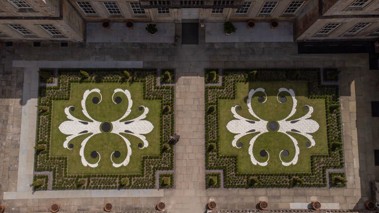 View of parterre garden from above
